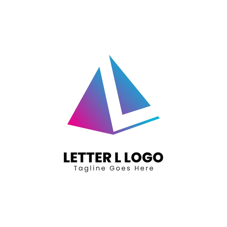 Vector icono de la letra l del logotipo gradiente de color rosa y azul plantilla de diseño arte vectorial de elementos
