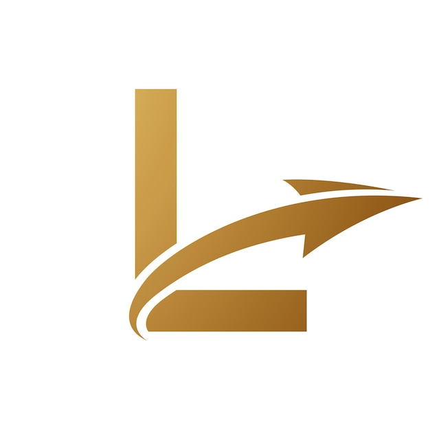 Icono de la letra L en mayúscula dorada con una flecha