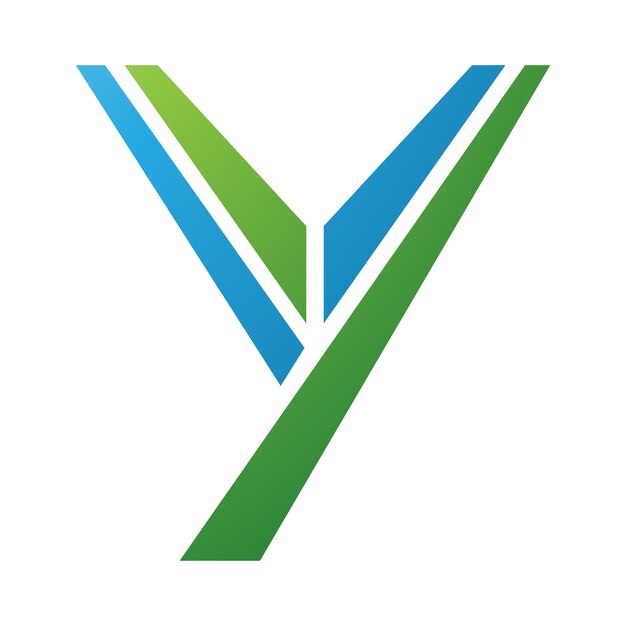 Icono de la letra Y en mayúscula verde y azul