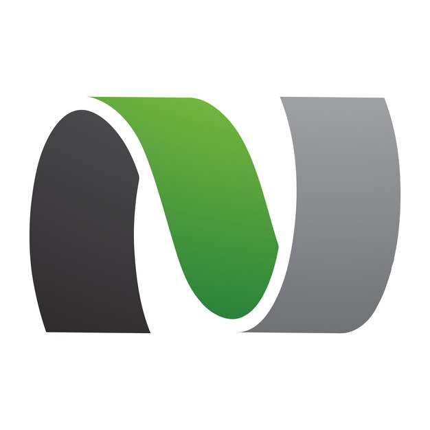 Icono de la letra N en forma de onda verde y negra