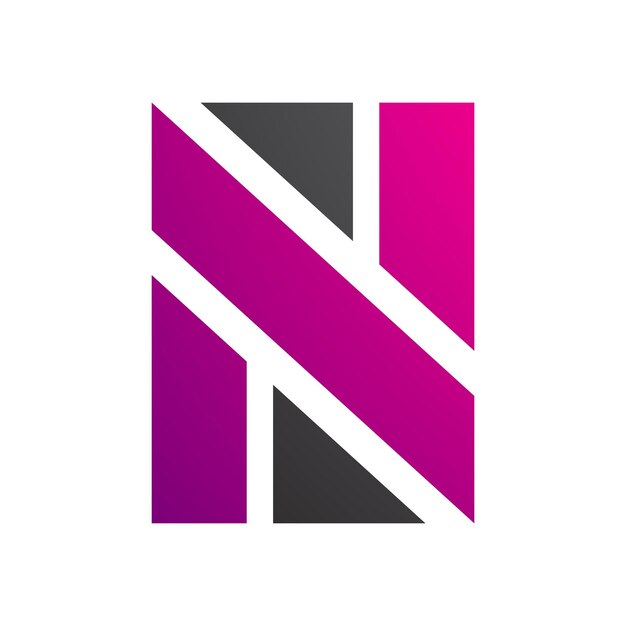 Icono de letra N en forma de rectángulo magenta y negro
