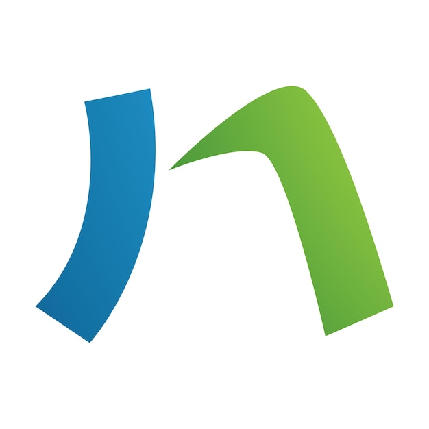 Icono de la letra N verde y azul con un rectángulo curvo