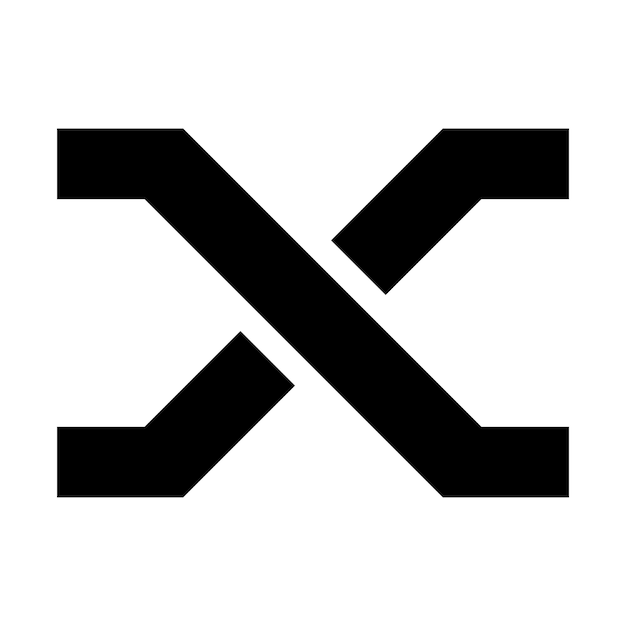Icono de la letra negra X con líneas cruzadas