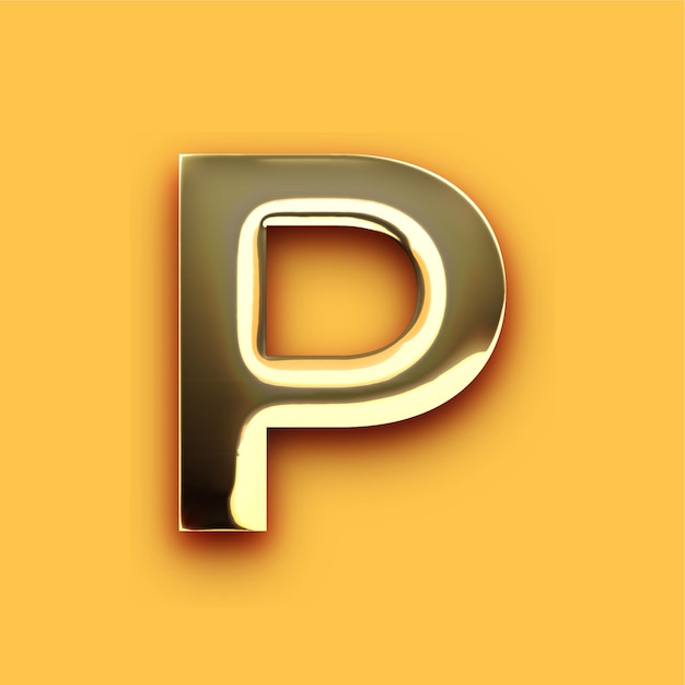 Icono de la letra P de oro cromado premium con fondo amarillo personalizable