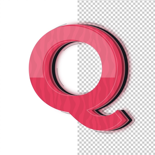 Icono de la letra Q con efecto de vidrio rojo 3D con fondo editable