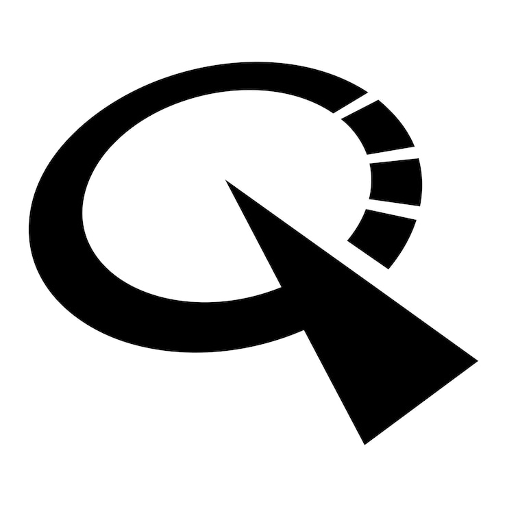 Vector icono de la letra q en forma de reloj negro