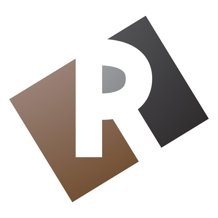 Vector icono de la letra r en forma de rectángulo marrón y negro