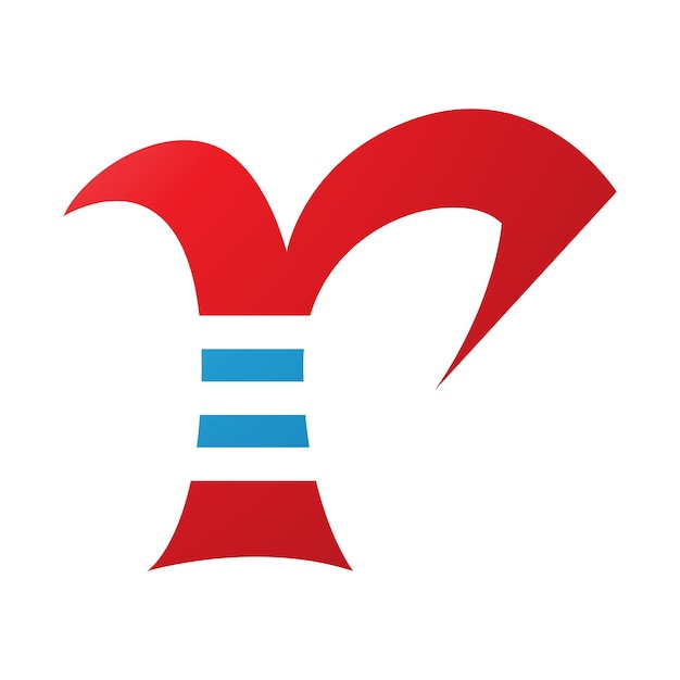 Icono de letra R de rayas rojas y azules