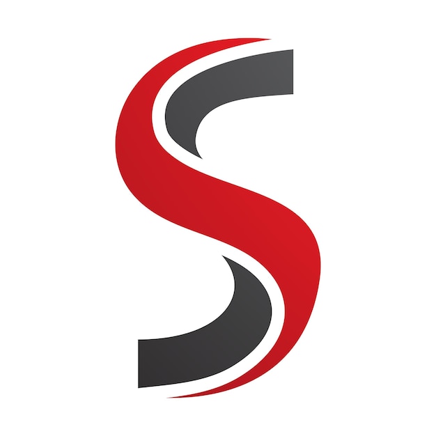 Icono de letra S en forma torcida roja y negra