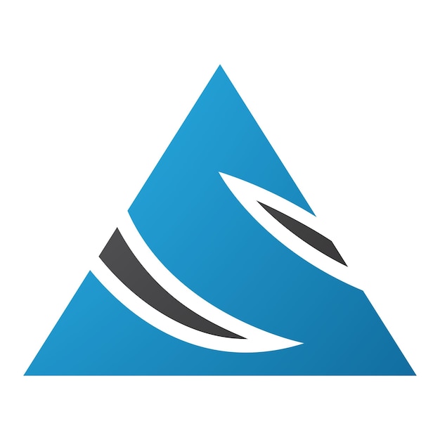 Icono de la letra S en forma de triángulo azul y negro