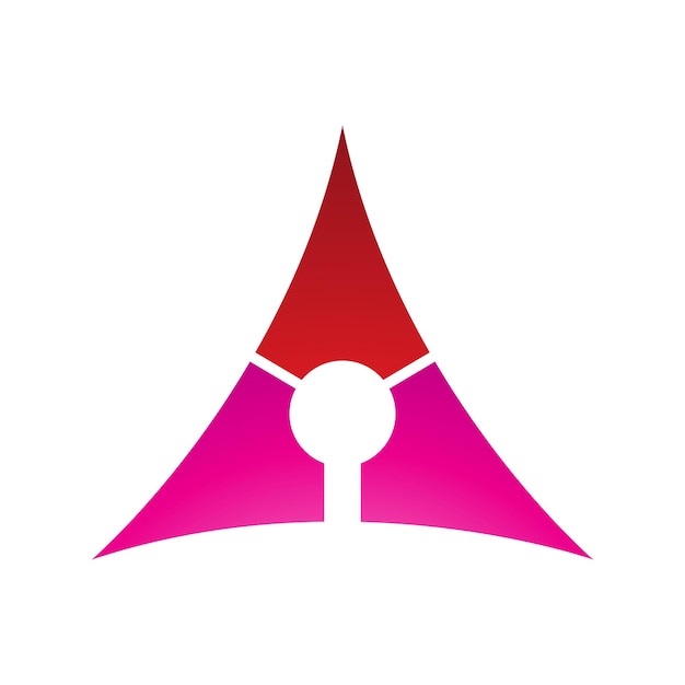 Icono de letra A triangular desinflada roja y magenta