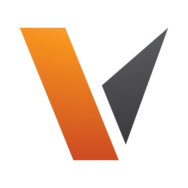 Icono de letra V con forma geométrica naranja y negra