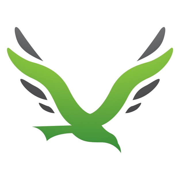 Icono de la letra V en forma de pájaro verde y negro