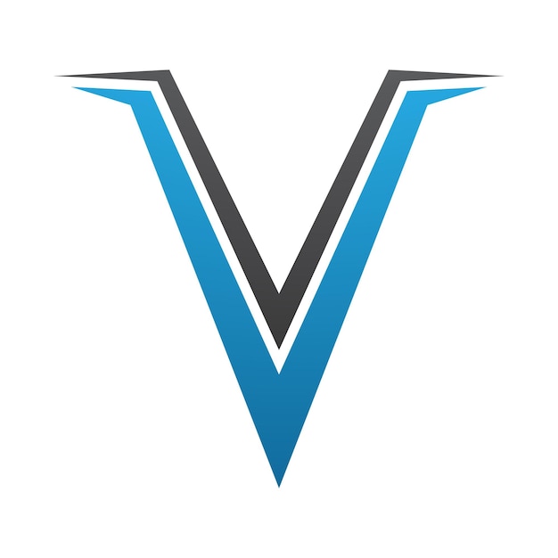Icono de la letra V en forma de pico azul y negro
