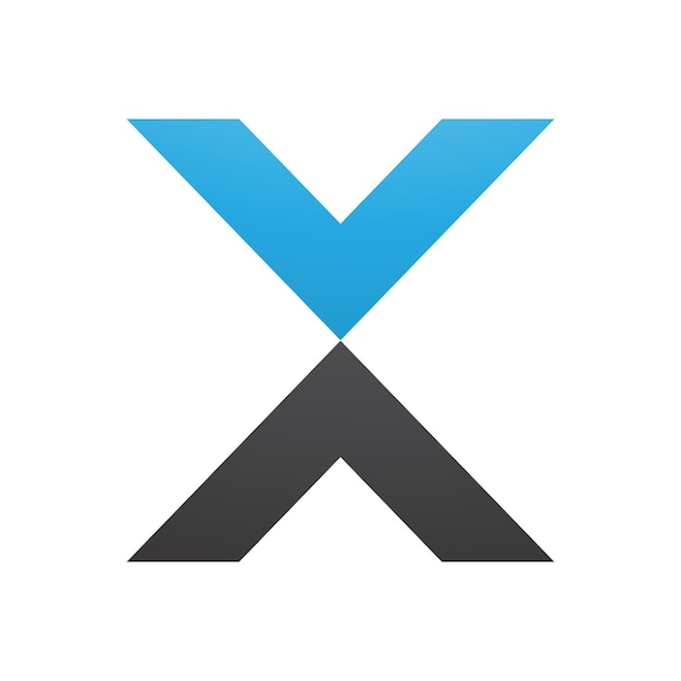 Icono de la letra X en forma de V azul y negra