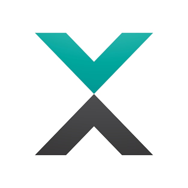 Vector icono de la letra x en forma de v verde y negra persa