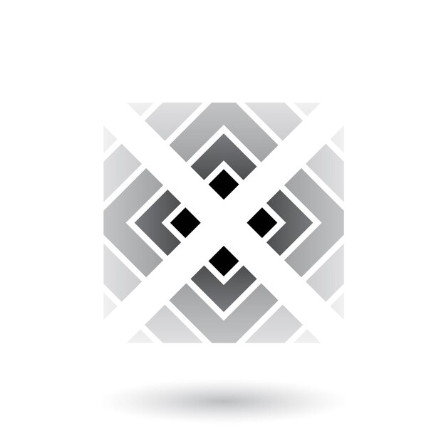 Icono de letra X gris con cuadrado y triángulos ilustración vectorial