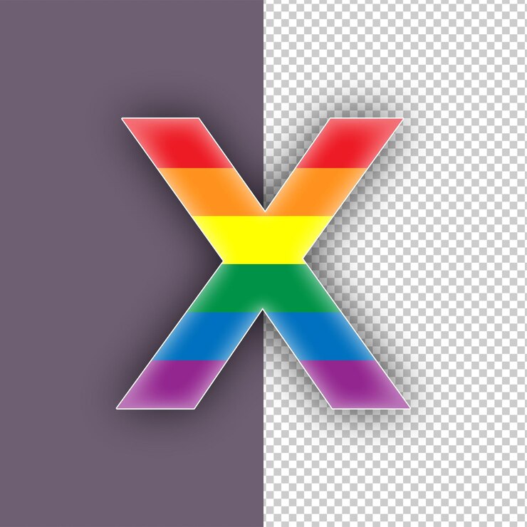 Vector el icono de la letra x del orgullo lgbtq con fondo editable