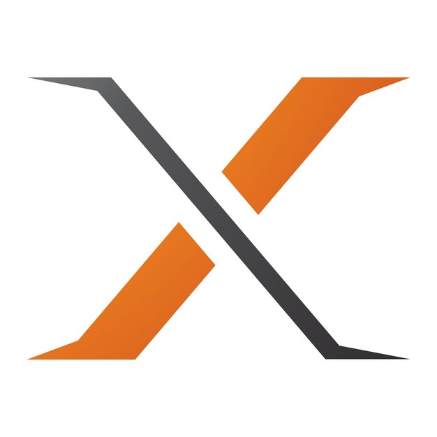 Icono de letra X con punta puntiaguda naranja y negra
