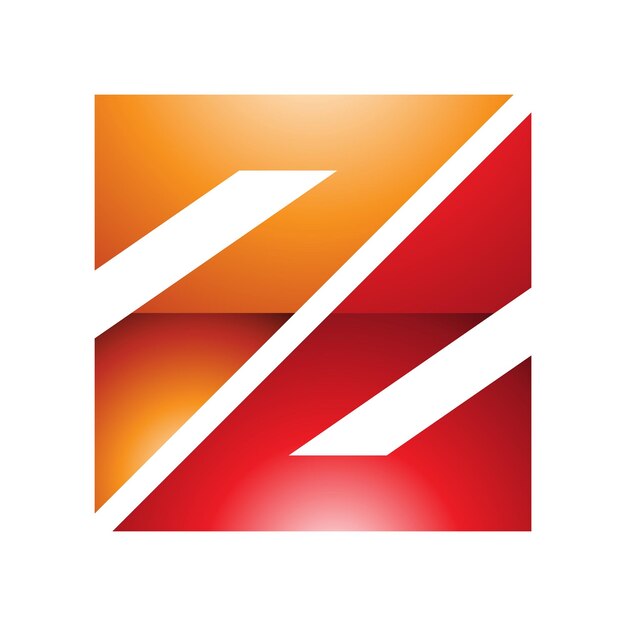 Icono de letra Z en forma de cuadrado triangular brillante naranja y rojo