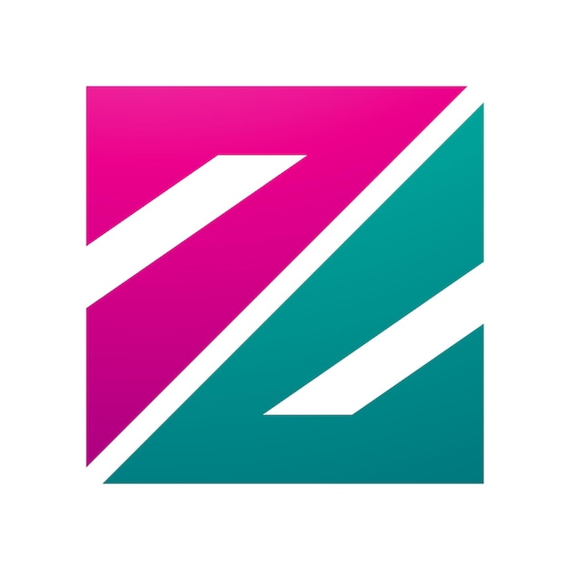 Icono de letra Z en forma de cuadrado triangular magenta y verde