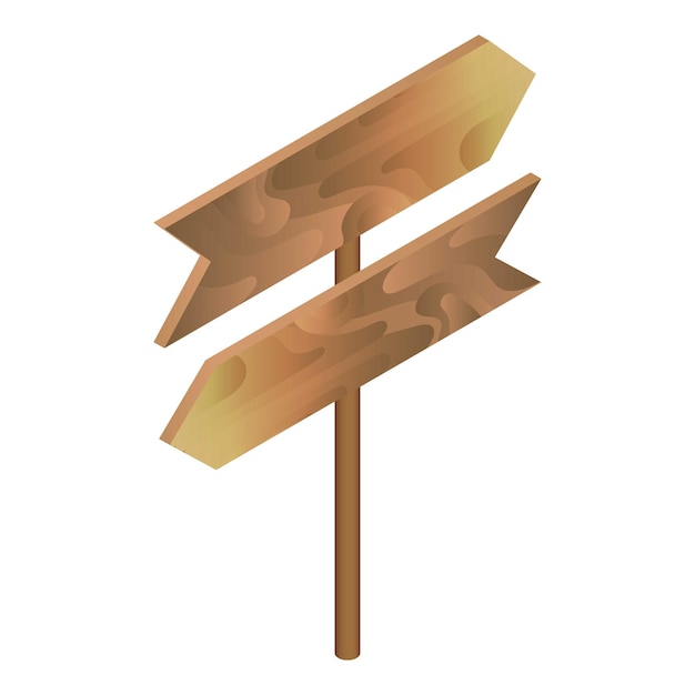 Icono de letrero de dirección de madera Isométrico de icono de vector de letrero de dirección de madera para diseño web aislado sobre fondo blanco
