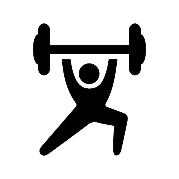 Vector el icono de levantamiento de pesas del gimnasio con barra gráficos vectoriales negros