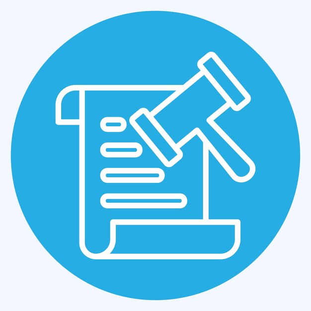 Icono Ley relacionada con el símbolo de Justicia ojos azules estilo diseño simple editable