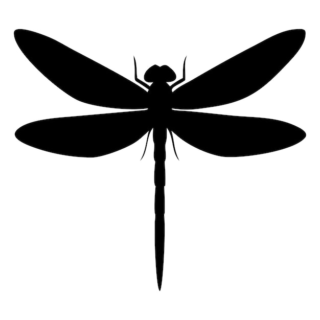 Icono de libélula en fondo blanco Diseño artístico de silueta