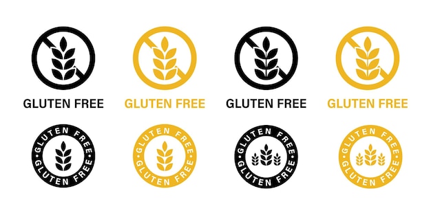 Vector icono libre de gluten. vector elementos aislados. colección de carteles sin gluten. stock vector. eps 10