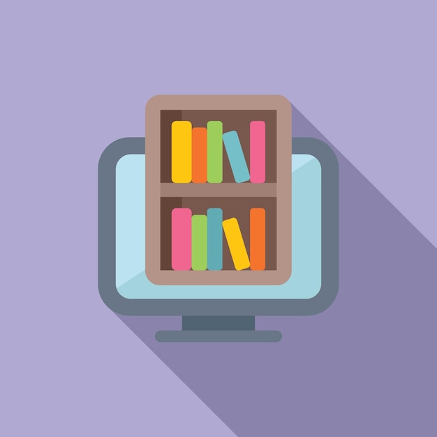 Icono de librería en línea vector plano literatura de distancia
