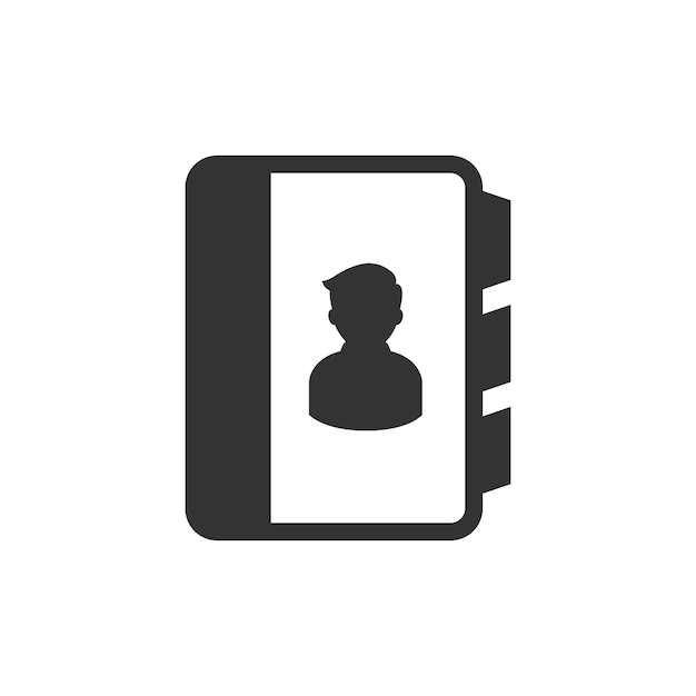 Icono de libreta de direcciones en blanco y negro