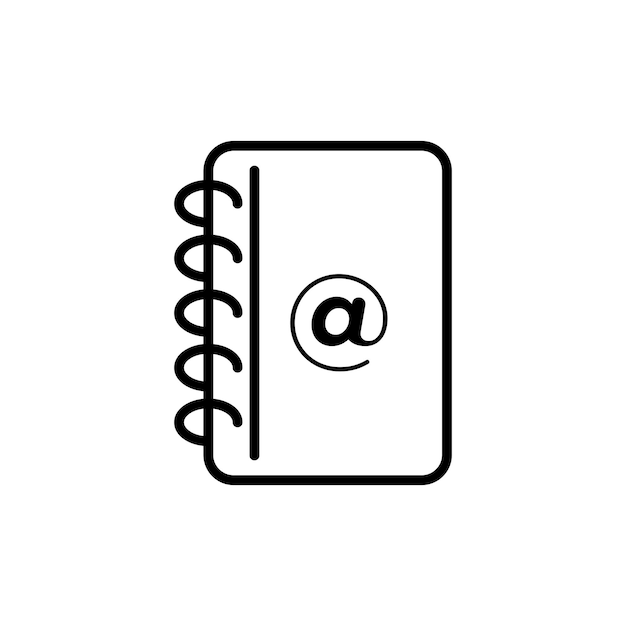 El icono de la libreta de direcciones establece el símbolo vectorial del directorio de direcciones de correo electrónico