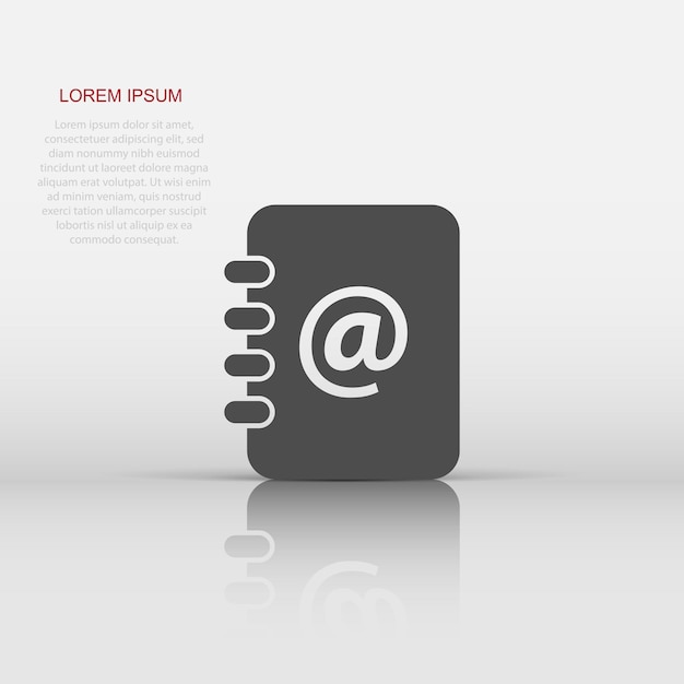 Icono de libreta de direcciones de vector en estilo plano Pictograma de ilustración de signo de nota de contacto Concepto de negocio de Notebook