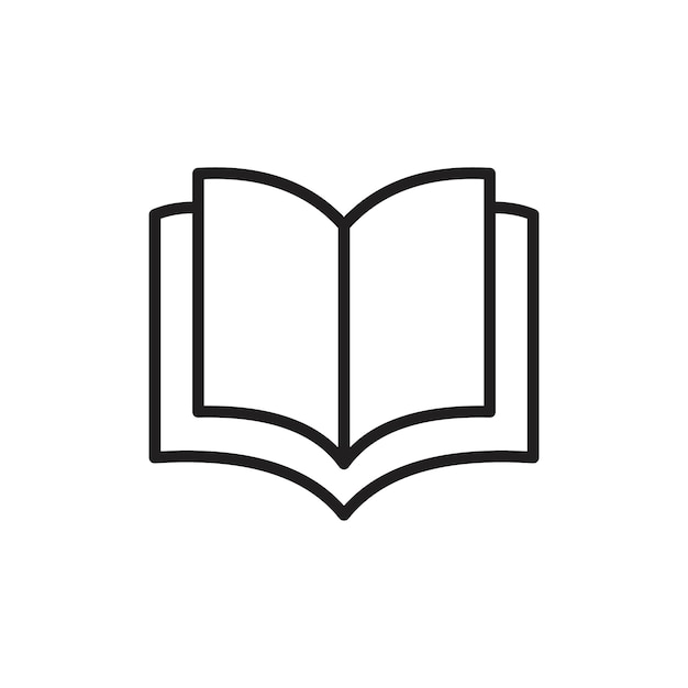 Ícono de libro Arte plano en blanco y negro aislado