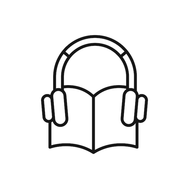 Ícono de libro de audio Símbolo plano de línea delgada simple