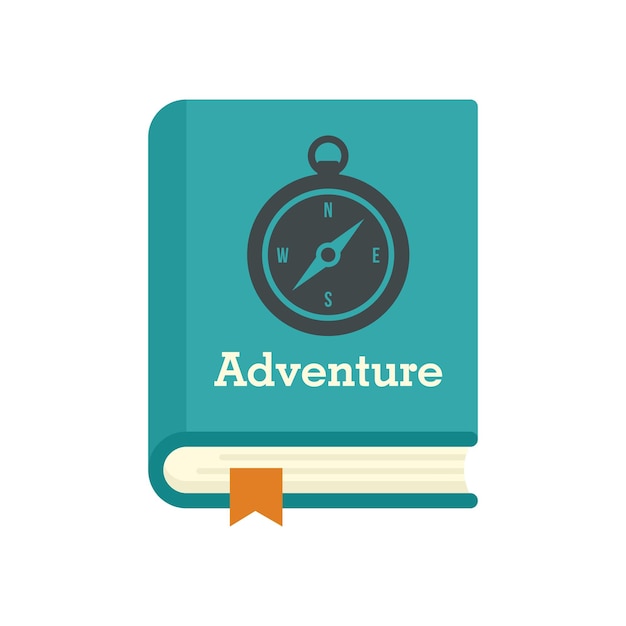 Vector icono de libro de aventuras ilustración plana del icono de vector de libro de aventuras aislado sobre fondo blanco