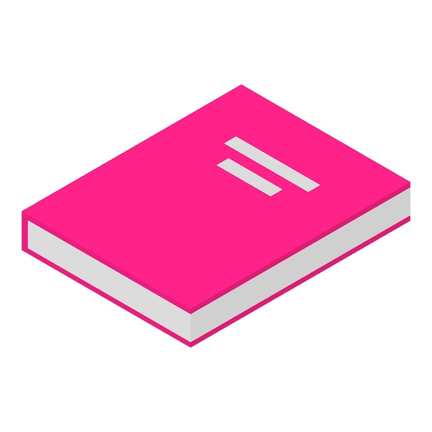 Icono de libro de color rosa Isométrico de icono de vector de libro de color rosa para diseño web aislado sobre fondo blanco