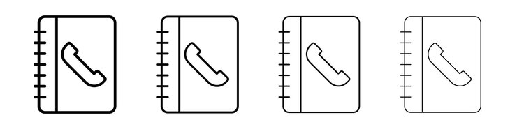 Vector el icono del libro de contactos es el logotipo lineal aislado