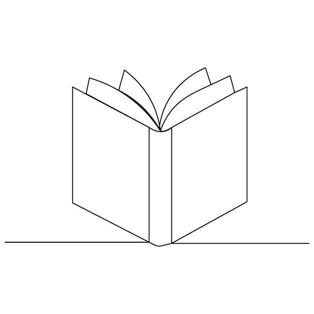 Icono de libro continuo dibujo de una línea contorno ilustración vectorial