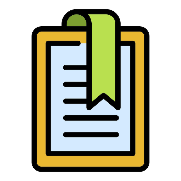 Icono de libro digital marcado Contorno icono de vector de libro digital marcado color plano aislado