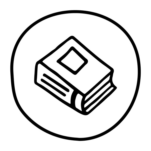 Icono de libro Doodle dibujado a mano con pluma de tinta Símbolo de conocimiento y educación