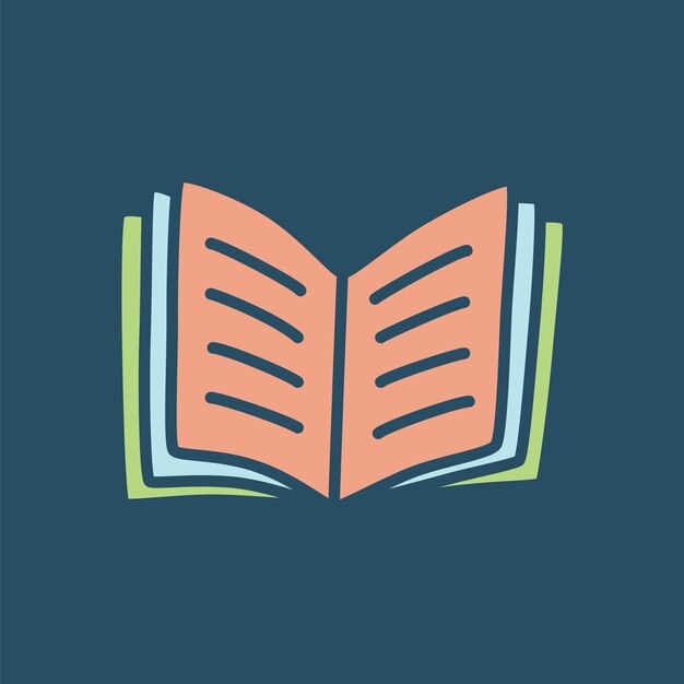 Icono de libro de Doodle dibujado a mano en un símbolo de conocimiento de estilo minimalista