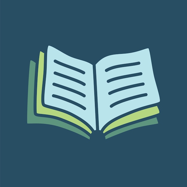 Icono de libro de Doodle dibujado a mano en un símbolo de conocimiento de estilo minimalista