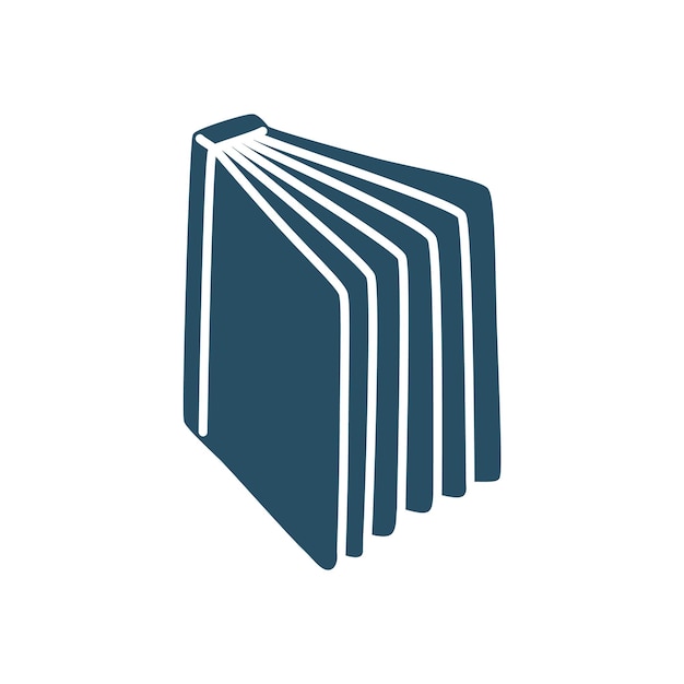 Icono de libro de Doodle dibujado a mano en un símbolo de conocimiento de estilo minimalista
