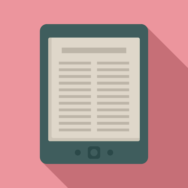 Icono de libro electrónico de biblioteca Ilustración plana del icono de vector de libro electrónico de biblioteca para diseño web
