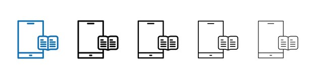 Icono de libro electrónico Logotipo vectorial de esquema para la aplicación web