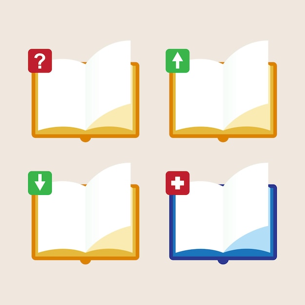 Icono de libro con ilustración plana vectorial