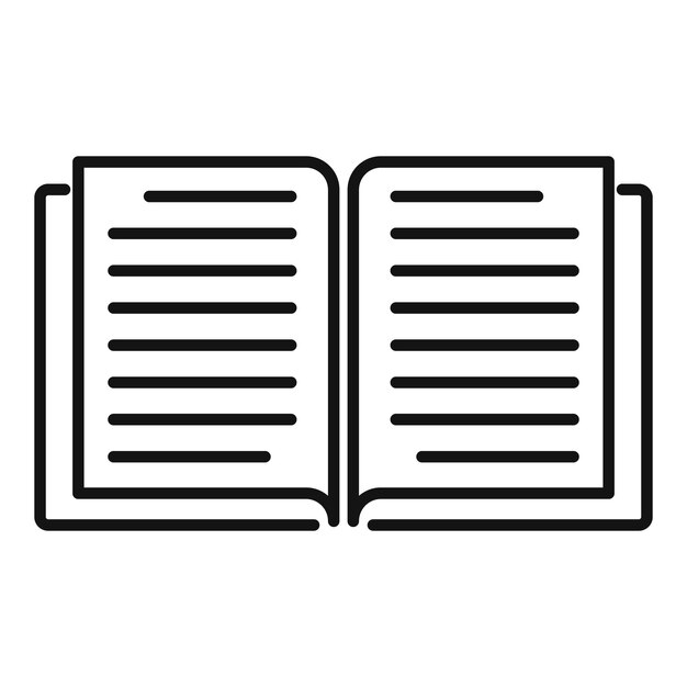 Icono de libro de justicia abierto Contorno de icono de vector de libro de justicia abierto para diseño web aislado sobre fondo blanco