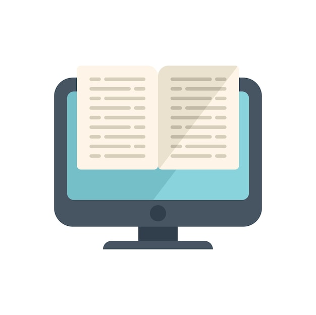 Icono de libro en línea abierto vector plano estudio a distancia clase de estudiante aislada